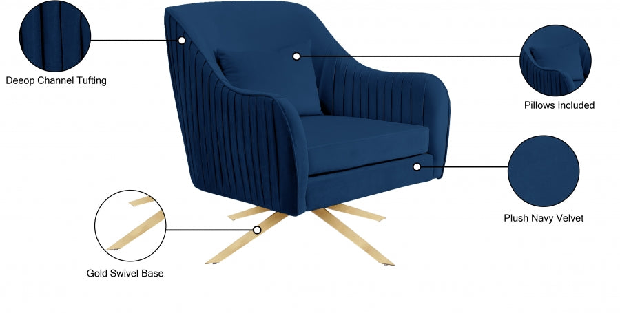 Chaise d'appoint pivotante en velours Paloma
