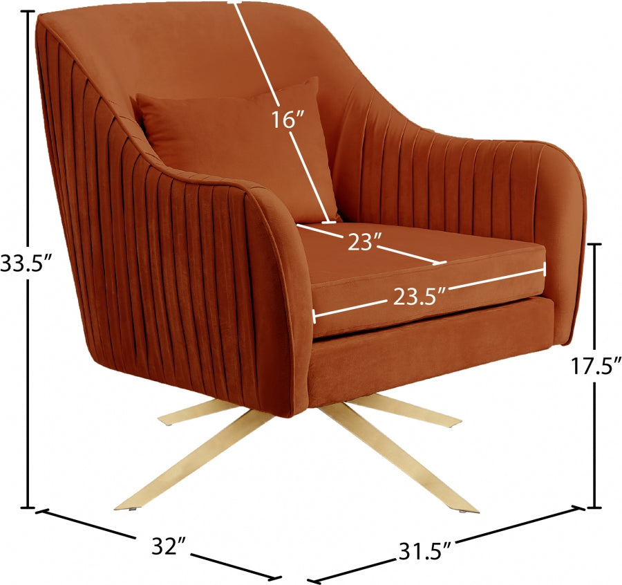 Chaise d'appoint pivotante en velours Paloma