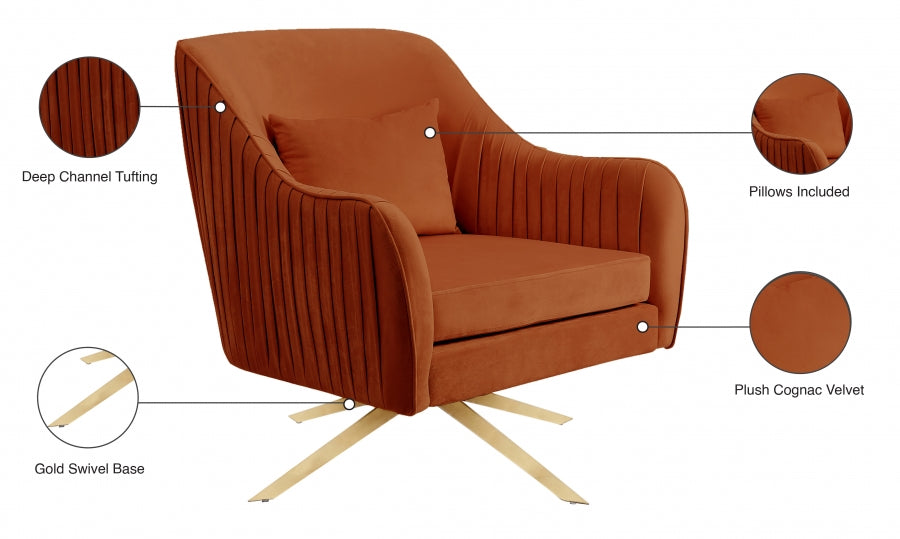 Chaise d'appoint pivotante en velours Paloma