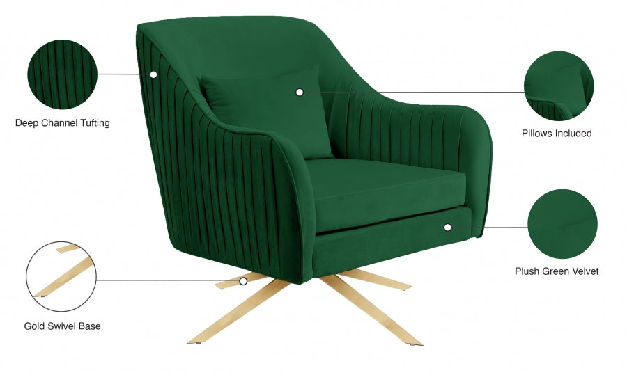 Chaise d'appoint pivotante en velours Paloma