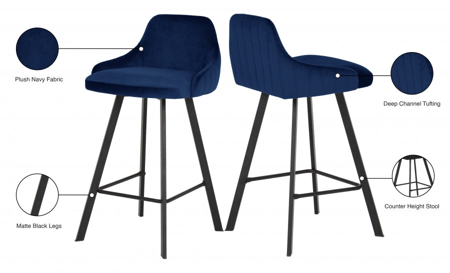 Tabouret de comptoir en velours Vivienne