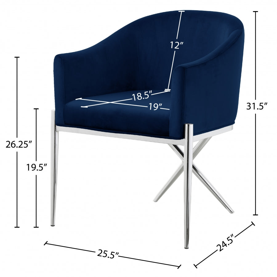 Chaise de salle à manger en velours Xavier