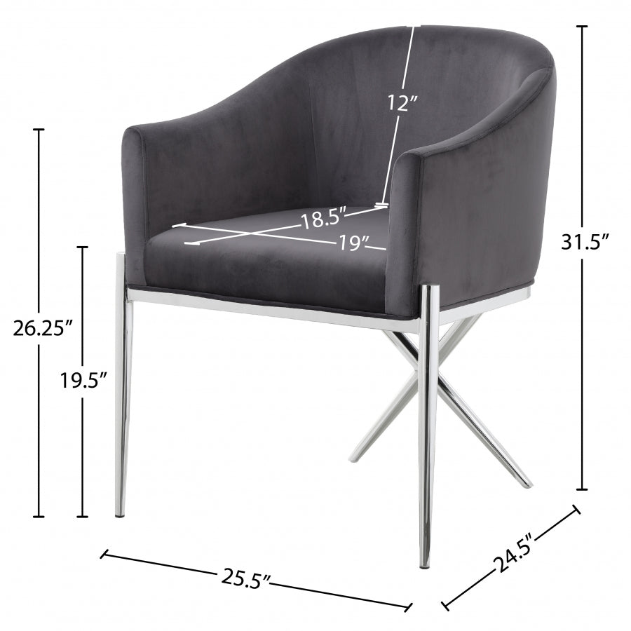 Chaise de salle à manger en velours Xavier