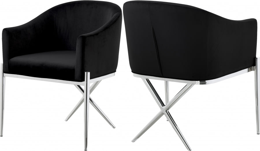 Chaise de salle à manger en velours Xavier