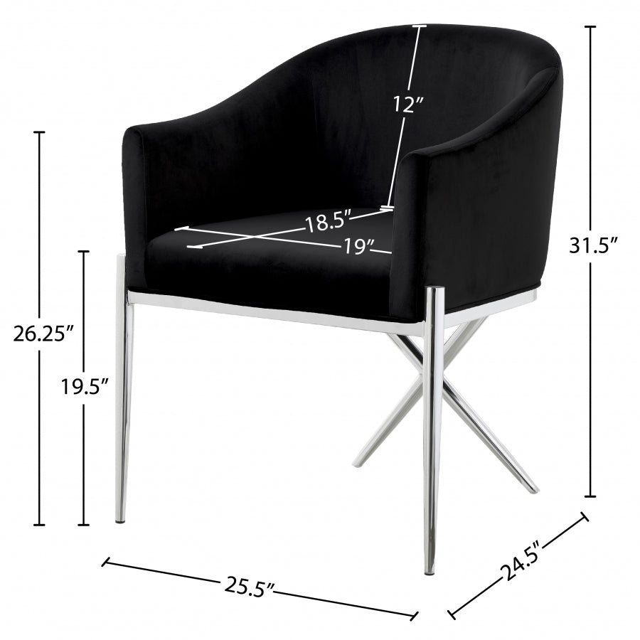 Chaise de salle à manger en velours Xavier