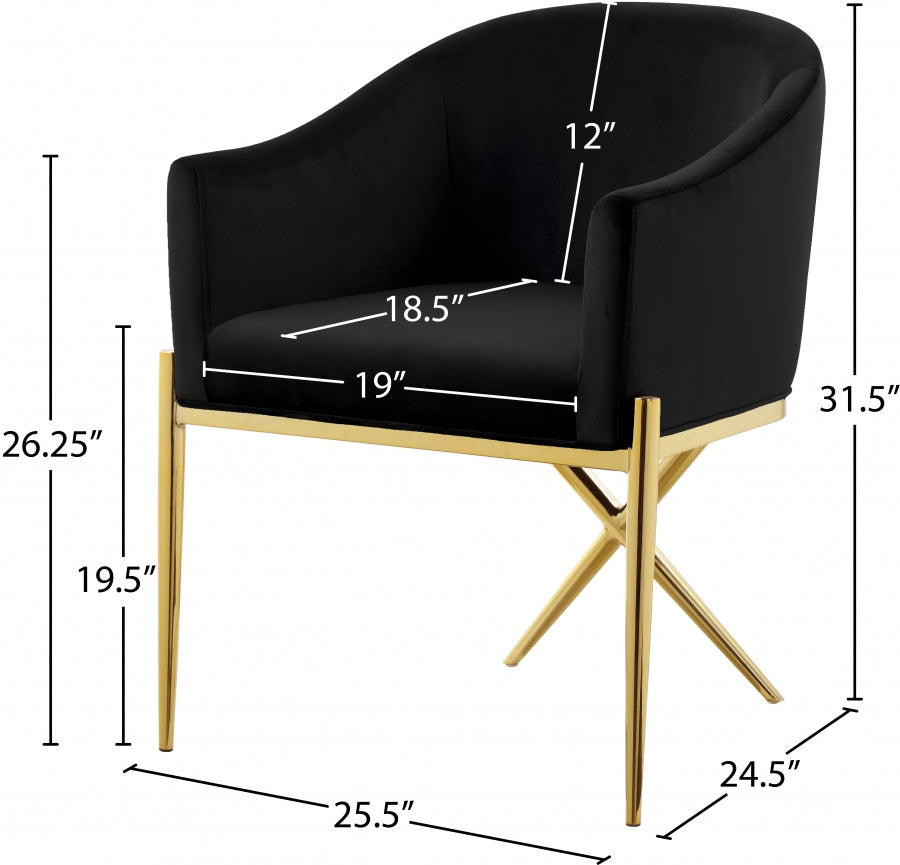 Chaise de salle à manger en velours Xavier