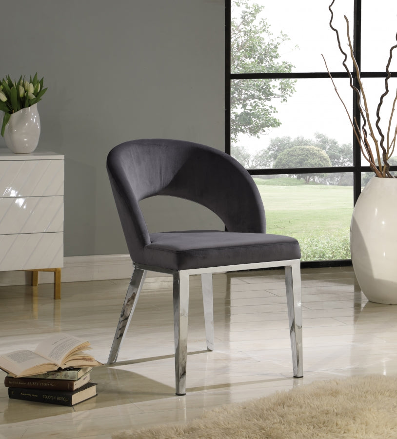 Chaise de salle à manger en velours Roberto