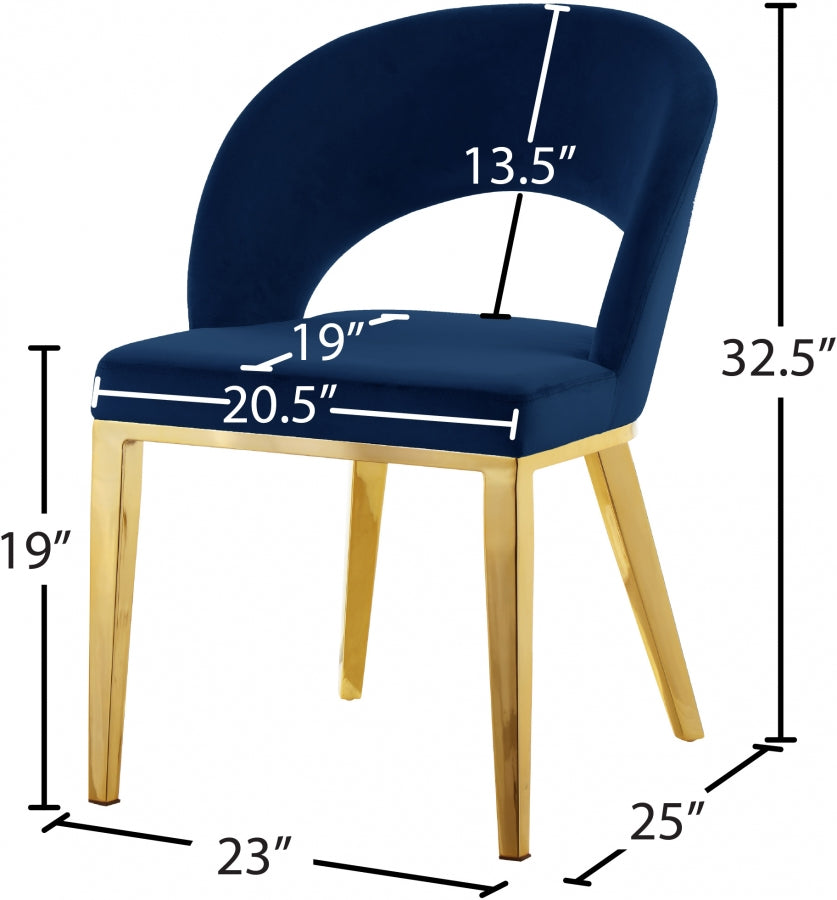 Chaise de salle à manger en velours Roberto