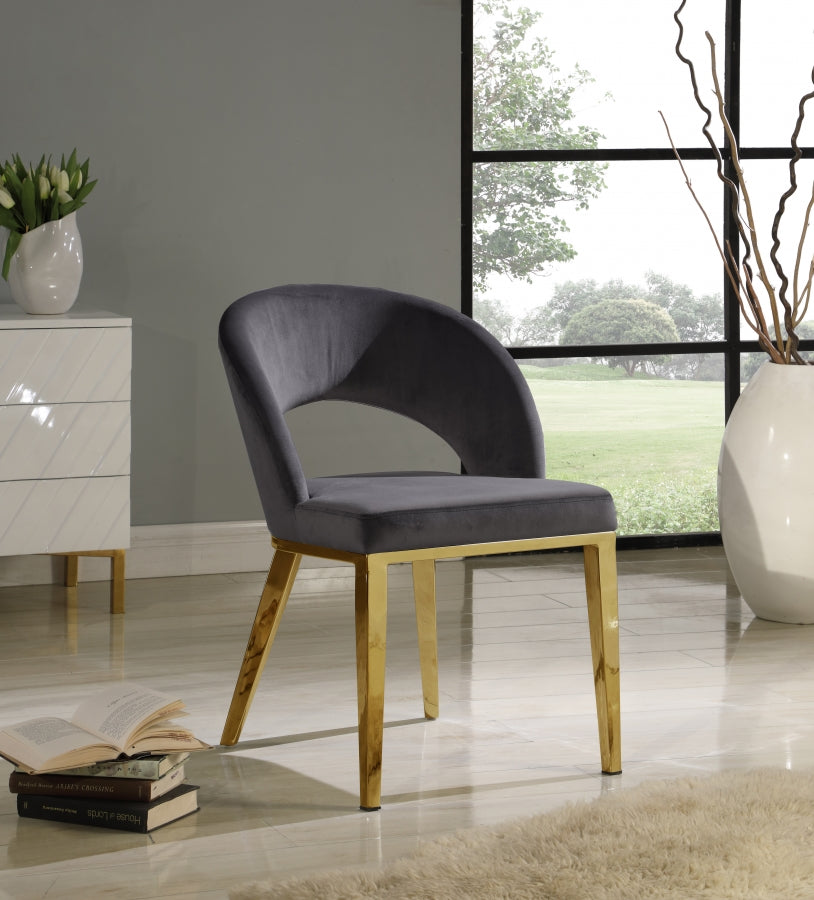 Chaise de salle à manger en velours Roberto