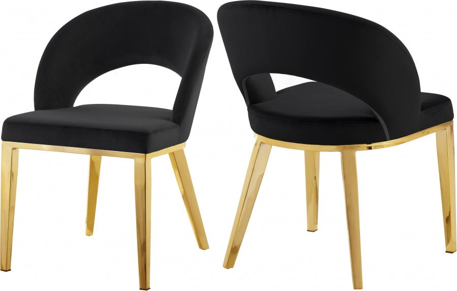 Chaise de salle à manger en velours Roberto