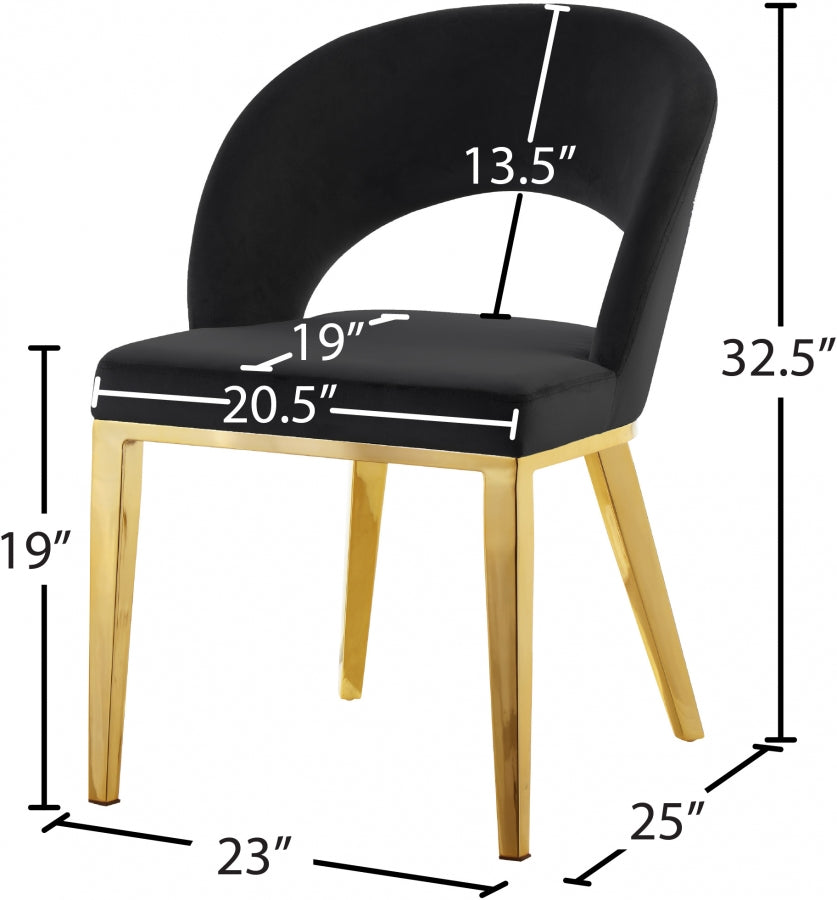 Chaise de salle à manger en velours Roberto