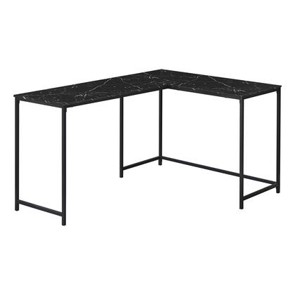 BUREAU D'ORDINATEUR - 58"L / MARBRE NOIR / COIN METAL NOIR 