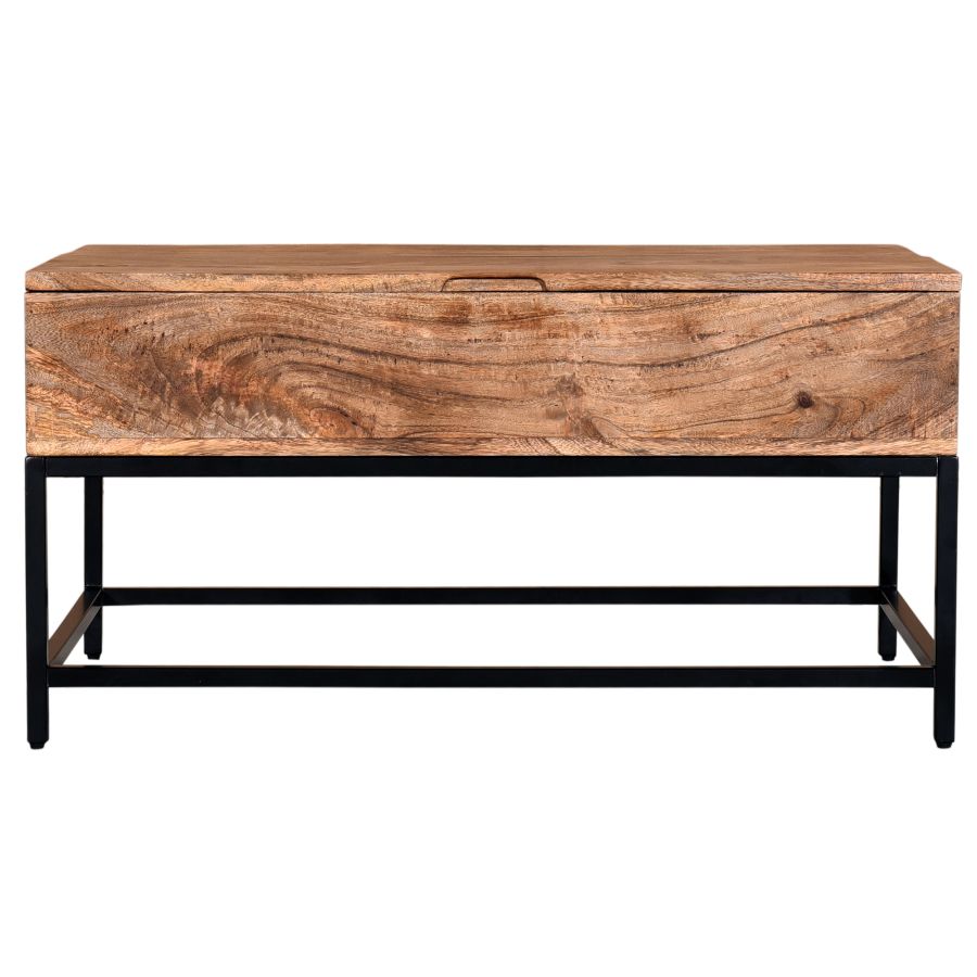 Table basse à plateau relevable Ojas en naturel brûlé