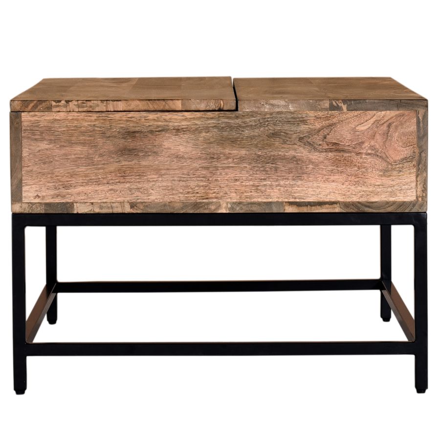 Table basse à plateau relevable Ojas en naturel brûlé