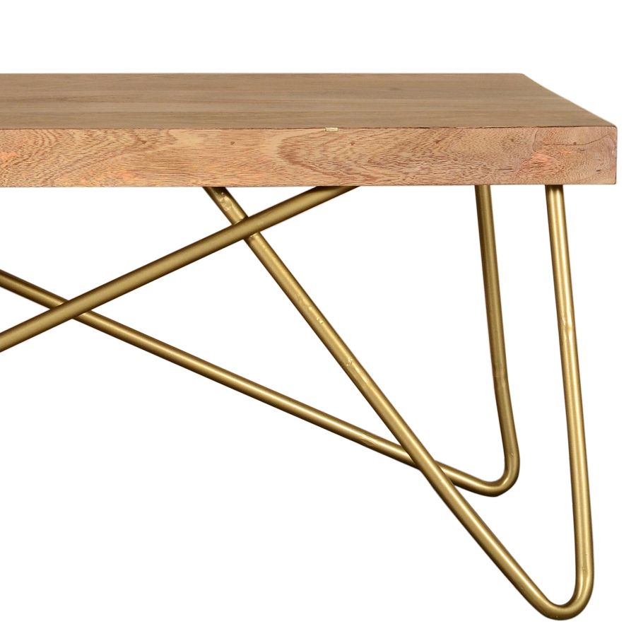 Table basse Madox en or naturel et vieilli