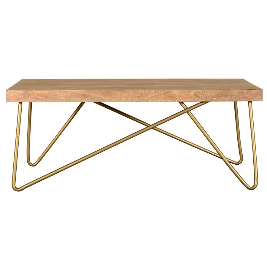 Table basse Madox en or naturel et vieilli