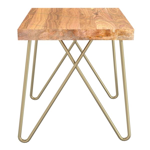 Table basse Madox en or naturel et vieilli