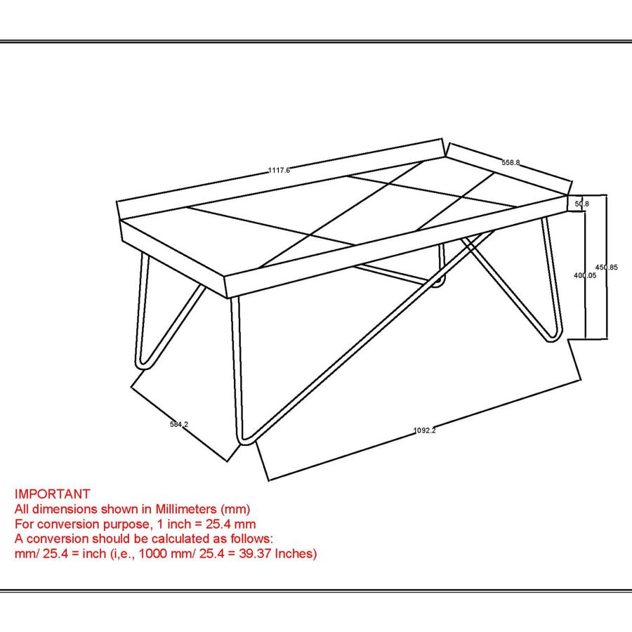 Table basse Madox en or naturel et vieilli