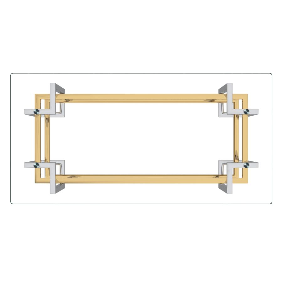 Table basse rectangulaire Florina en argent et or
