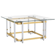 Table basse carrée Florina en argent et or