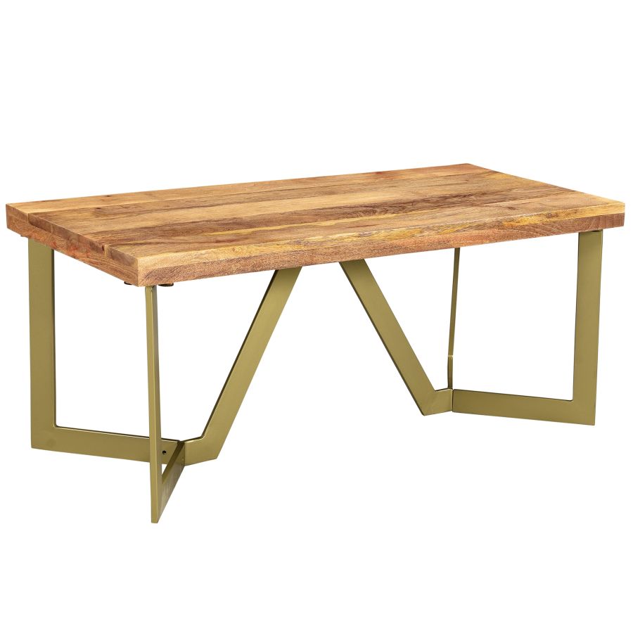 Table basse Zivah en or naturel et vieilli