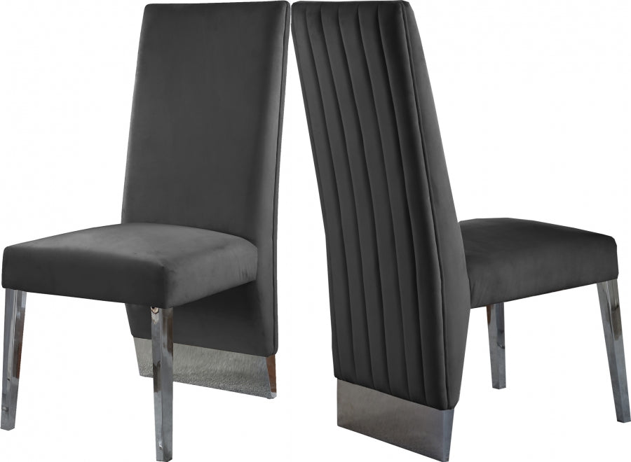 Chaise de salle à manger en velours Porsha