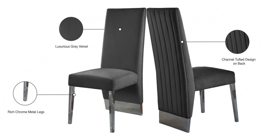 Chaise de salle à manger en velours Porsha