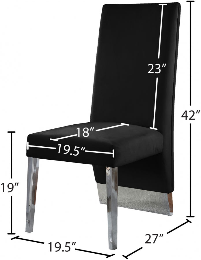 Chaise de salle à manger en velours Porsha