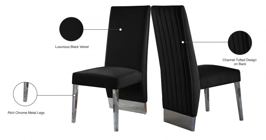 Chaise de salle à manger en velours Porsha