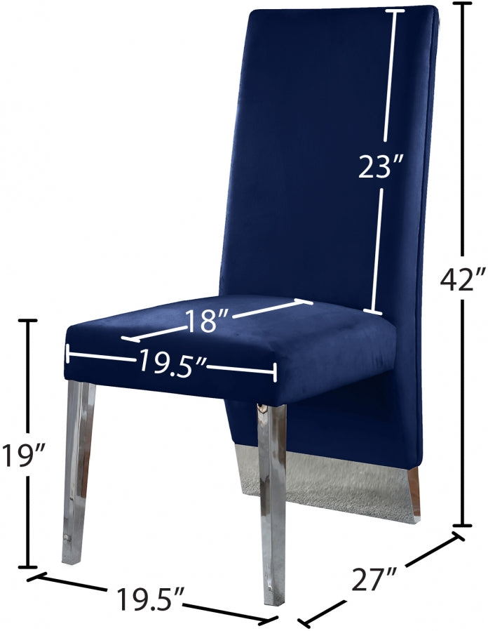 Chaise de salle à manger en velours Porsha