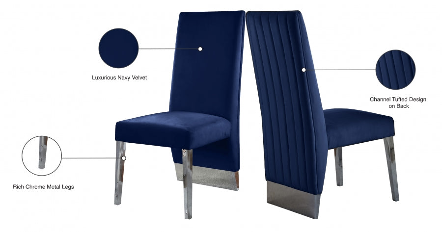 Chaise de salle à manger en velours Porsha
