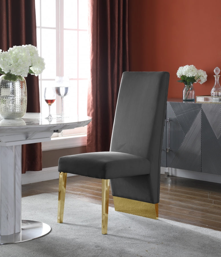 Chaise de salle à manger en velours Porsha