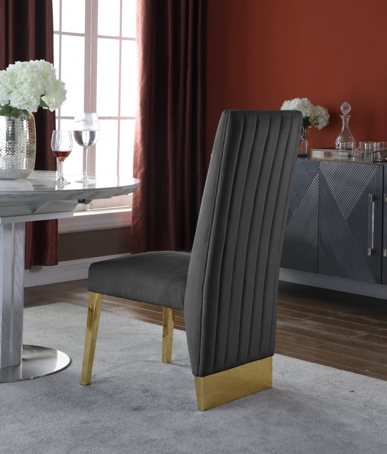 Chaise de salle à manger en velours Porsha