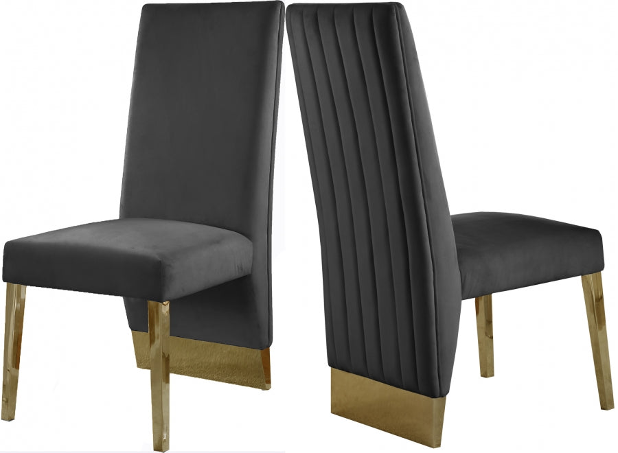 Chaise de salle à manger en velours Porsha