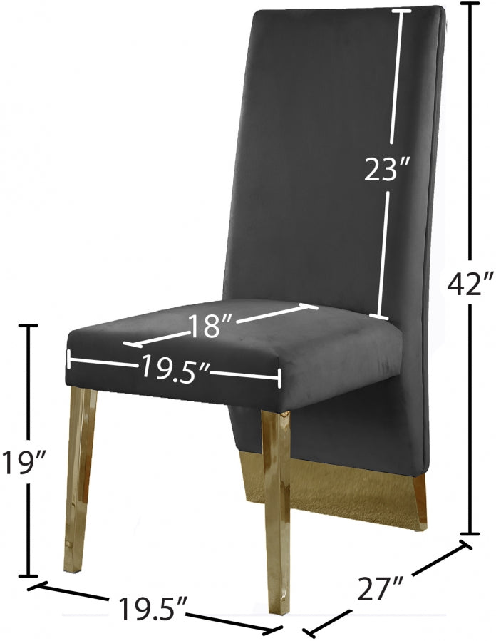 Chaise de salle à manger en velours Porsha