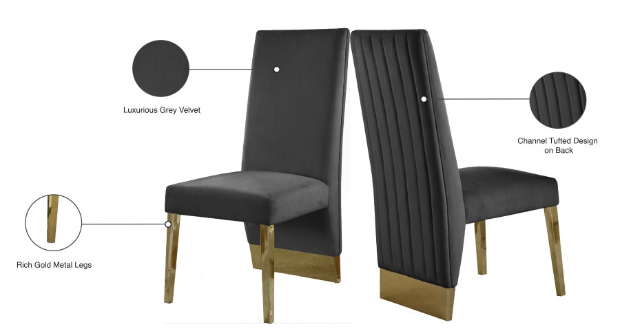 Chaise de salle à manger en velours Porsha