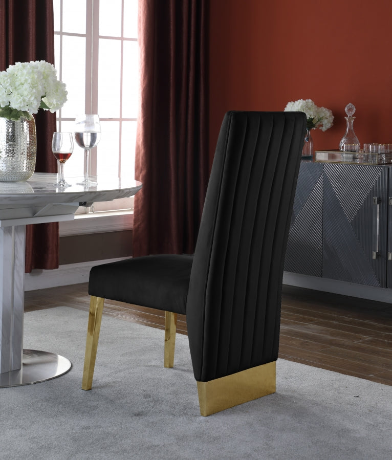 Chaise de salle à manger en velours Porsha