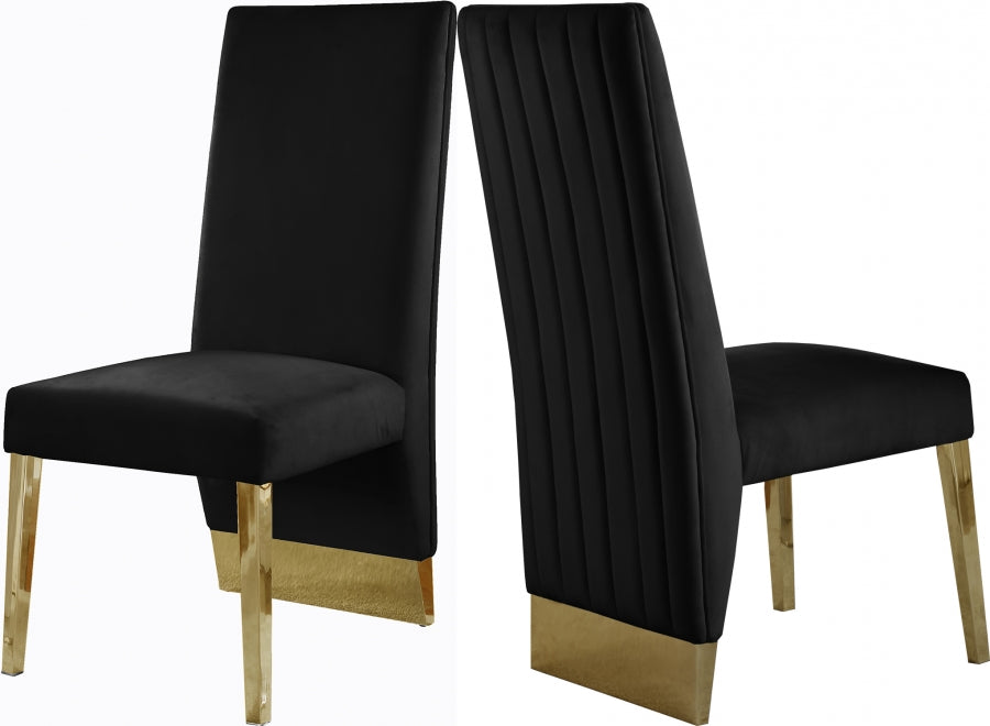 Chaise de salle à manger en velours Porsha