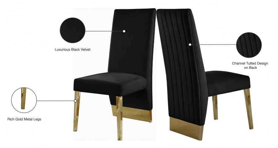 Chaise de salle à manger en velours Porsha
