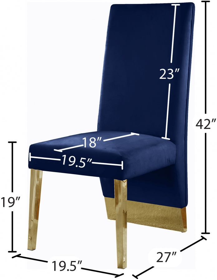 Chaise de salle à manger en velours Porsha
