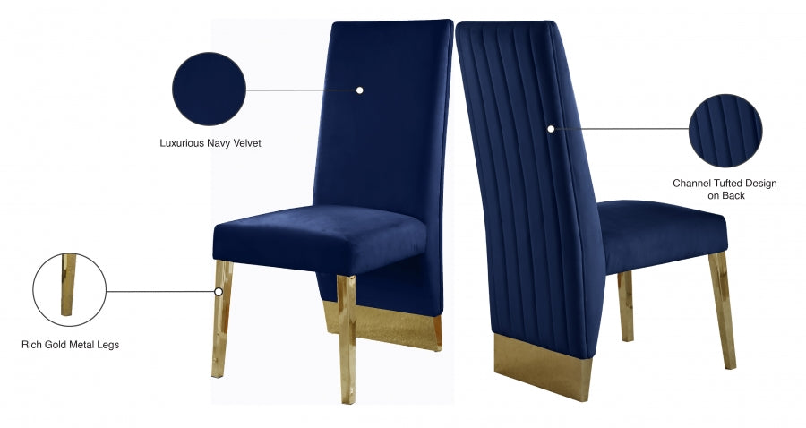 Chaise de salle à manger en velours Porsha