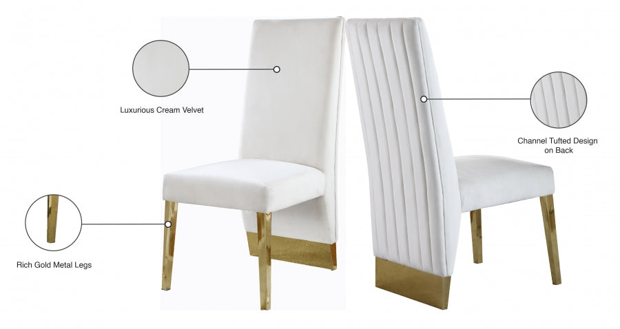 Chaise de salle à manger en velours Porsha