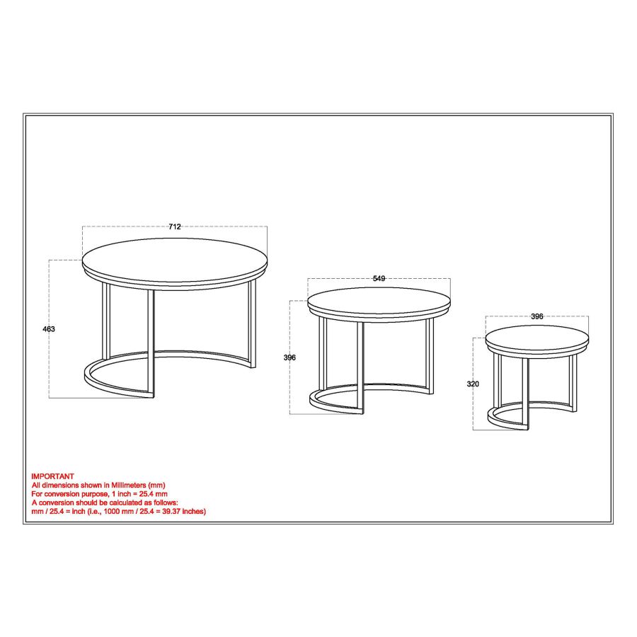 Ensemble de 3 tables basses rondes Darsh en faux marbre blanc