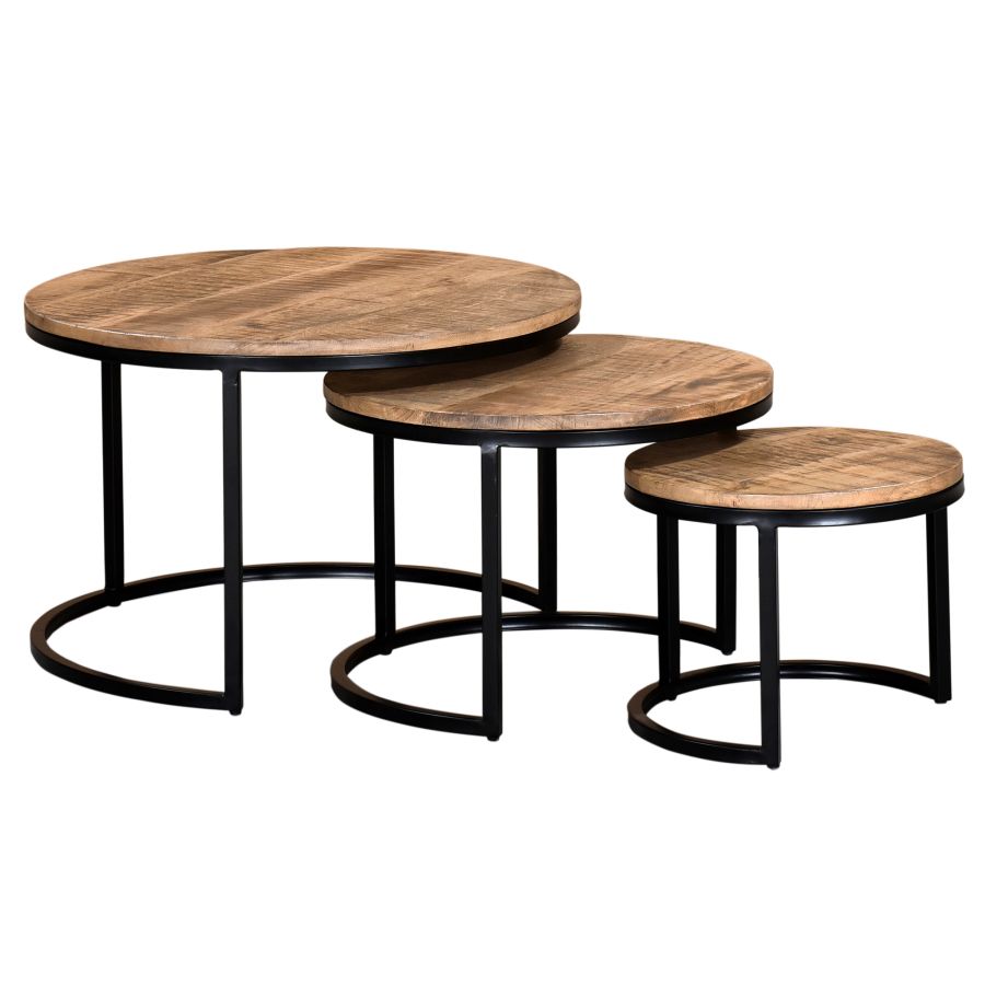Ensemble de 3 tables basses Darsh en gris délavé