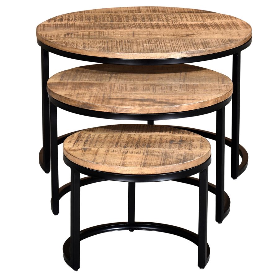 Ensemble de 3 tables basses Darsh en gris délavé