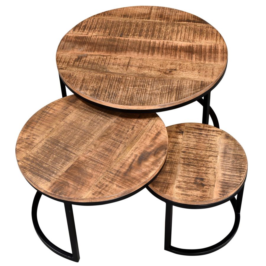 Ensemble de 3 tables basses Darsh en gris délavé