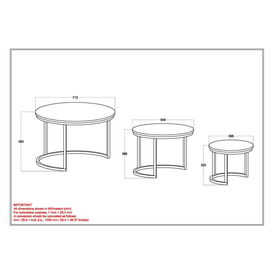 Ensemble de 3 tables basses Darsh en gris délavé