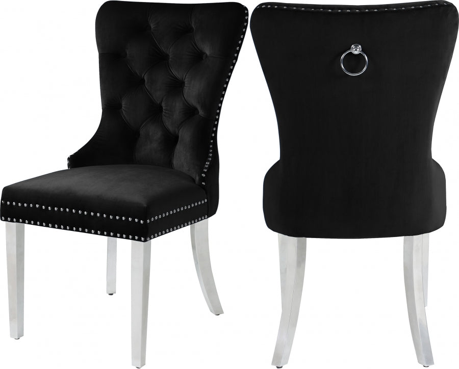 Chaise de salle à manger en velours Carmen