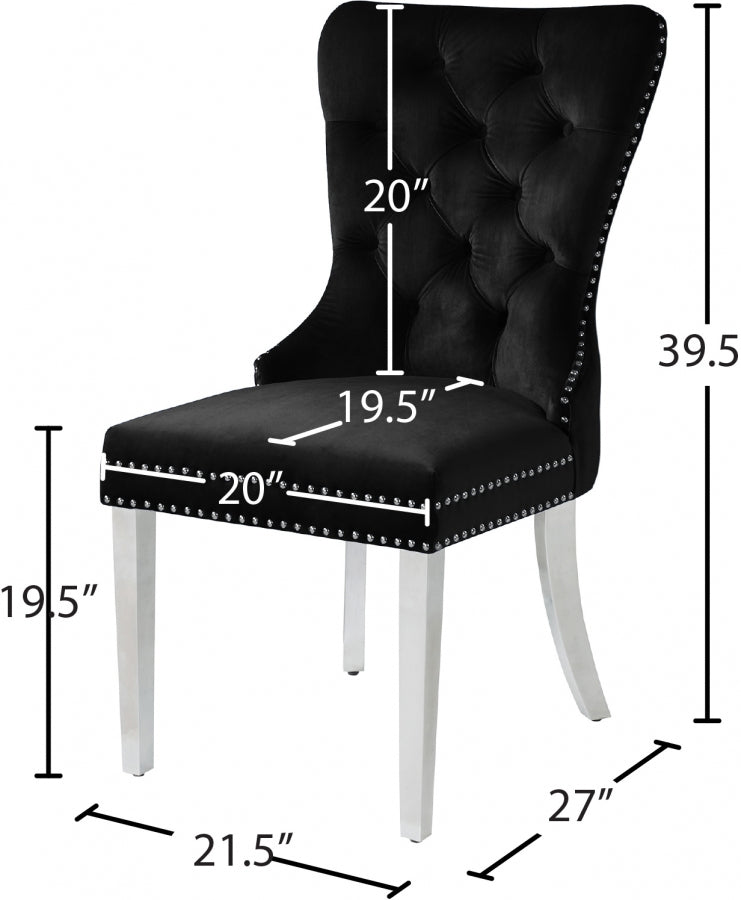 Chaise de salle à manger en velours Carmen