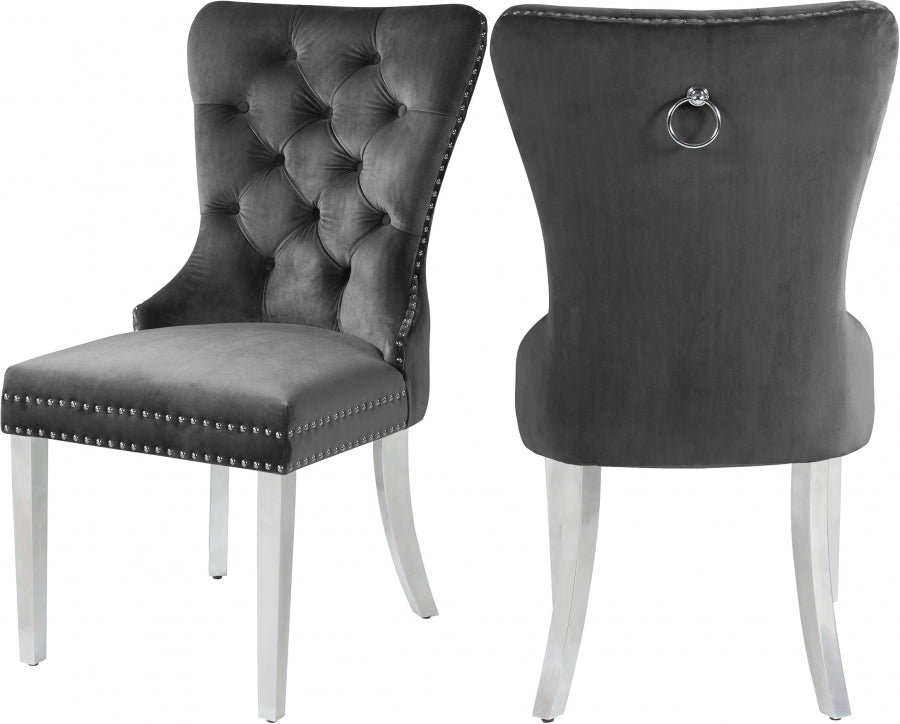 Chaise de salle à manger en velours Carmen